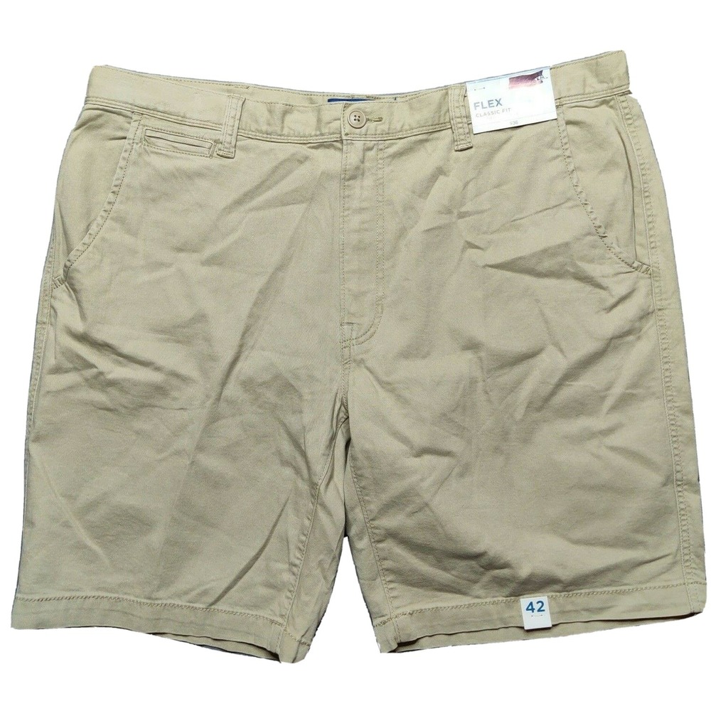 ARIZONA Jeans Men 42 Classic Fit British Khaki Flex 10" Chino Shorts NEW‎